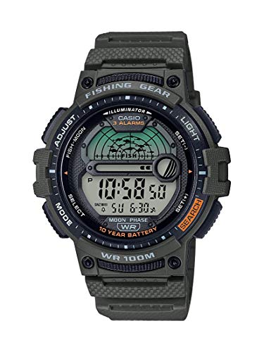 Casio(カシオ) メンズ フィッシングタイマー クォーツ時計 樹脂ストラップ付き, グリーン, Adult